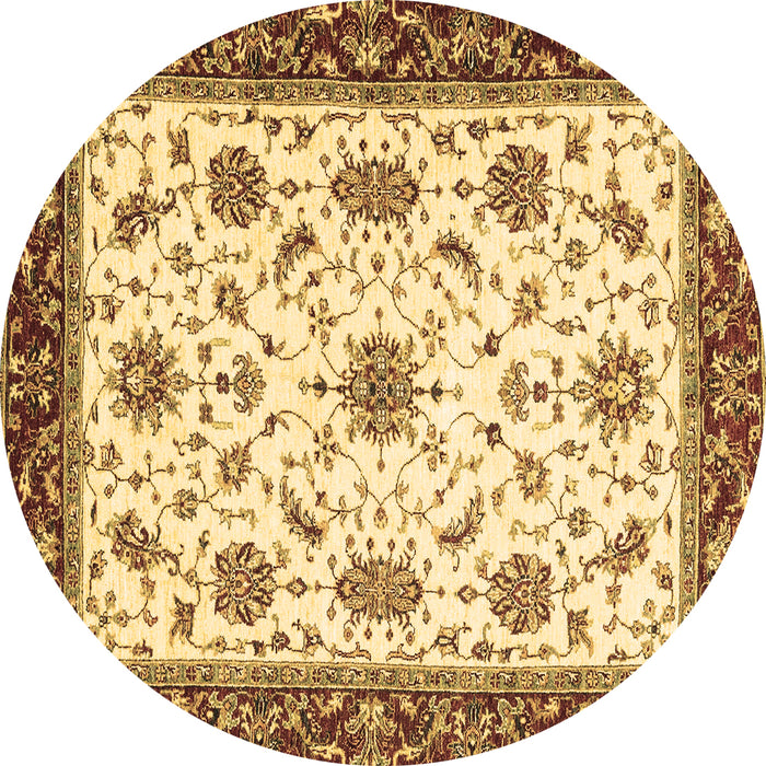 Round Abstract Brown Modern Rug, abs2983brn