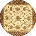 Round Abstract Brown Modern Rug, abs2983brn