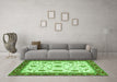 Machine Washable Abstract Green Modern Area Rugs in a Living Room,, wshabs2983grn