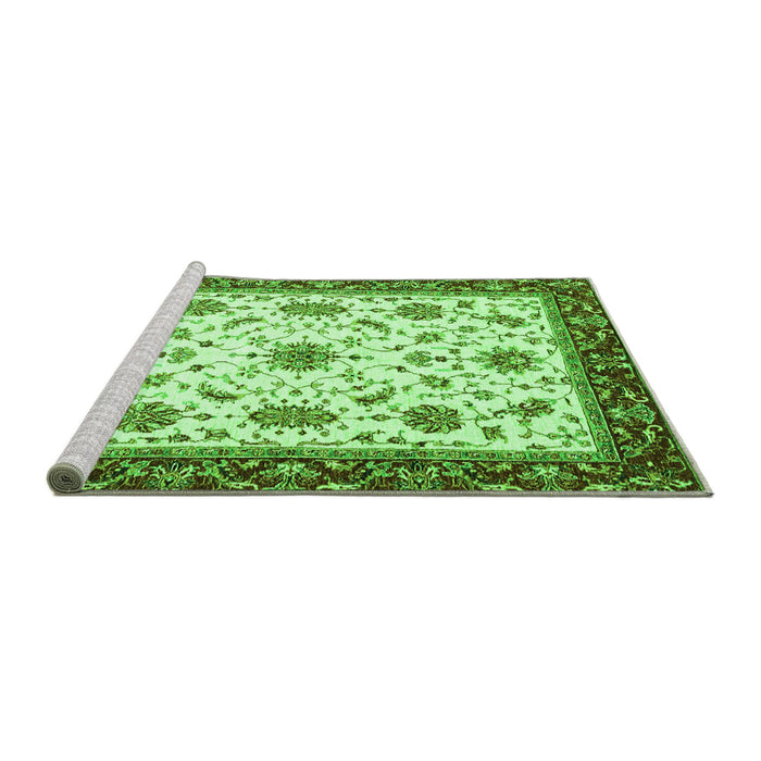Sideview of Machine Washable Abstract Green Modern Area Rugs, wshabs2983grn