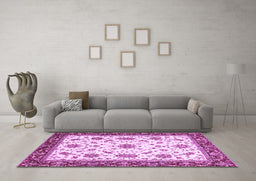 Machine Washable Abstract Purple Modern Area Rugs in a Living Room, wshabs2983pur