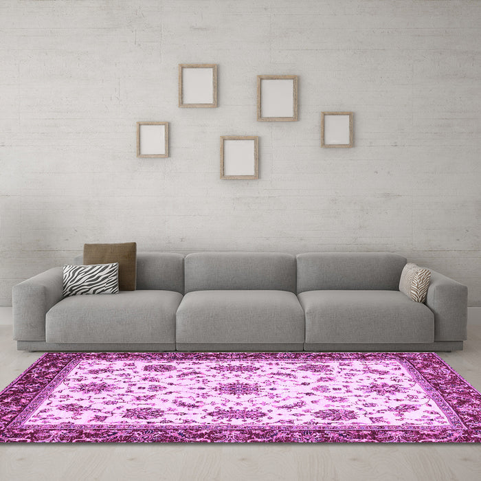 Machine Washable Abstract Purple Modern Area Rugs in a Living Room, wshabs2983pur