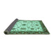 Sideview of Abstract Turquoise Modern Rug, abs2983turq