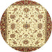 Round Abstract Mustard Yellow Modern Rug, abs2983