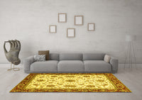 Machine Washable Abstract Yellow Modern Rug, wshabs2983yw