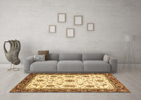 Machine Washable Abstract Brown Modern Rug, wshabs2983brn