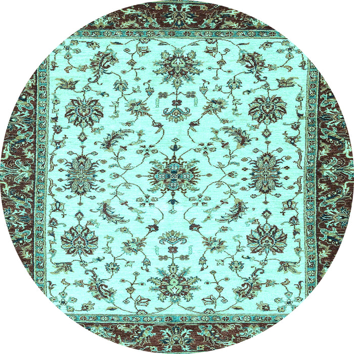 Round Machine Washable Abstract Light Blue Modern Rug, wshabs2983lblu