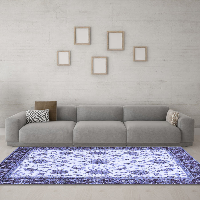 Machine Washable Abstract Blue Modern Rug in a Living Room, wshabs2983blu