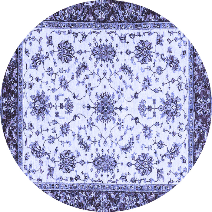 Round Abstract Blue Modern Rug, abs2983blu