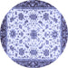 Round Abstract Blue Modern Rug, abs2983blu