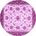 Round Machine Washable Abstract Purple Modern Area Rugs, wshabs2983pur