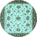 Round Abstract Light Blue Modern Rug, abs2983lblu