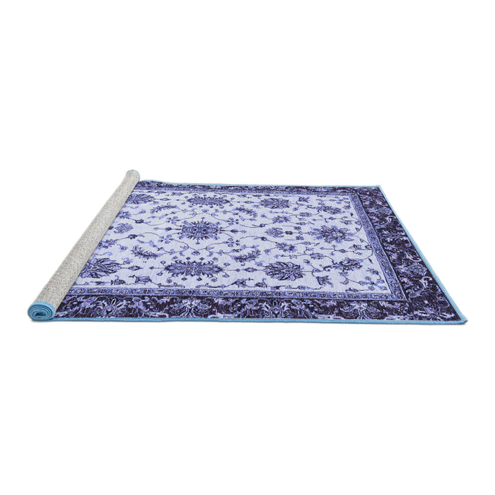 Sideview of Machine Washable Abstract Blue Modern Rug, wshabs2983blu