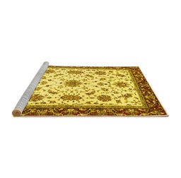 Sideview of Machine Washable Abstract Yellow Modern Rug, wshabs2983yw