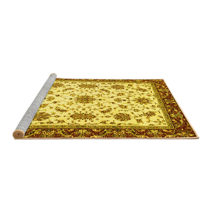 Sideview of Machine Washable Abstract Yellow Modern Rug, wshabs2983yw