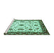 Sideview of Machine Washable Abstract Turquoise Modern Area Rugs, wshabs2983turq