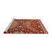 Sideview of Machine Washable Abstract Red Rug, wshabs2984