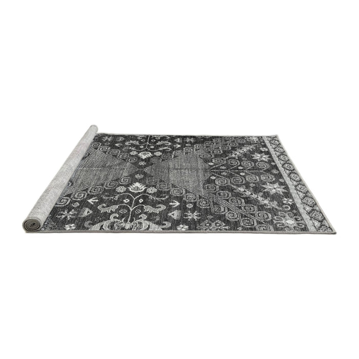 Sideview of Machine Washable Abstract Gray Modern Rug, wshabs2984gry