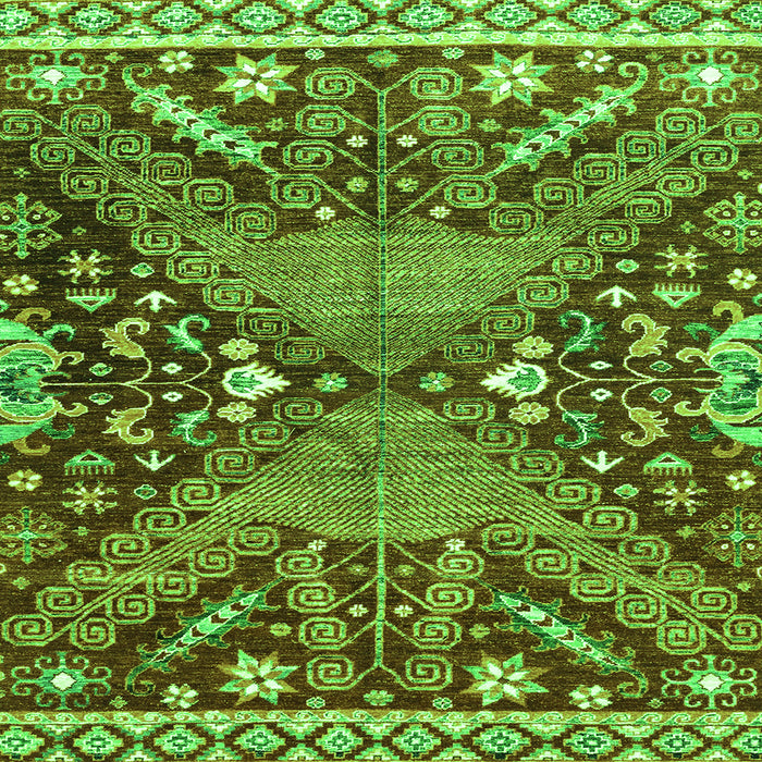 Square Abstract Green Modern Rug, abs2984grn