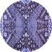 Round Abstract Blue Modern Rug, abs2984blu