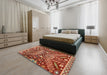 Abstract Red Modern Rug in a Bedroom, abs2984