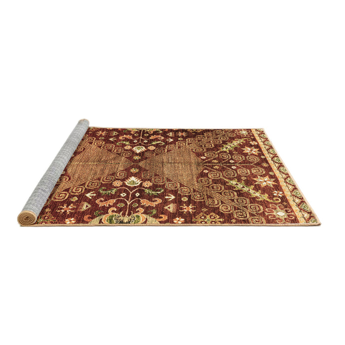 Sideview of Machine Washable Abstract Brown Modern Rug, wshabs2984brn