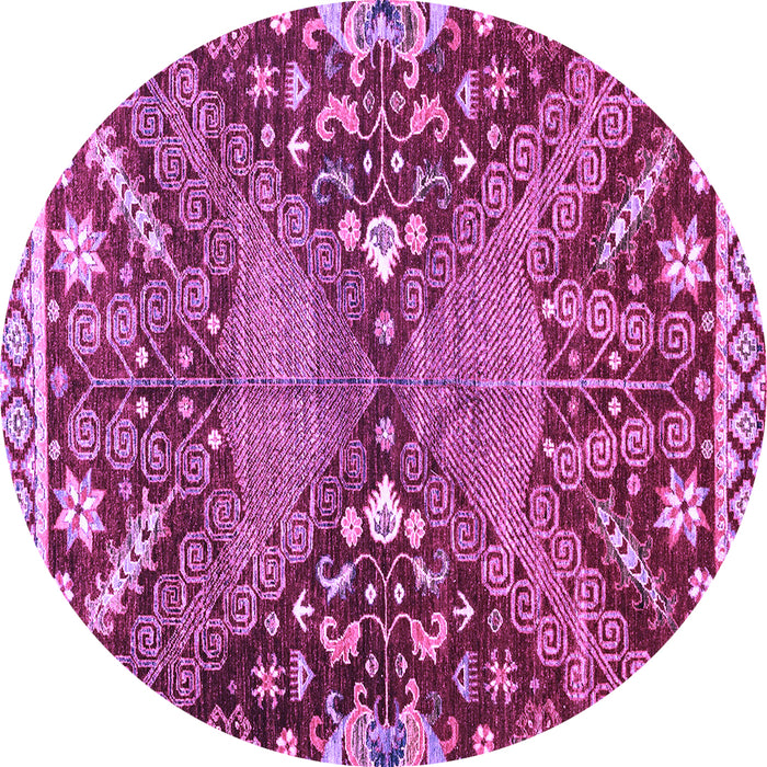 Round Machine Washable Abstract Purple Modern Area Rugs, wshabs2984pur