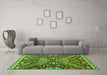 Machine Washable Abstract Green Modern Area Rugs in a Living Room,, wshabs2984grn