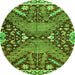 Round Abstract Green Modern Rug, abs2984grn