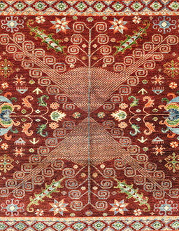 Abstract Red Modern Rug, abs2984