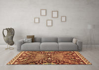 Machine Washable Abstract Brown Modern Rug, wshabs2984brn