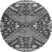 Round Machine Washable Abstract Gray Modern Rug, wshabs2984gry