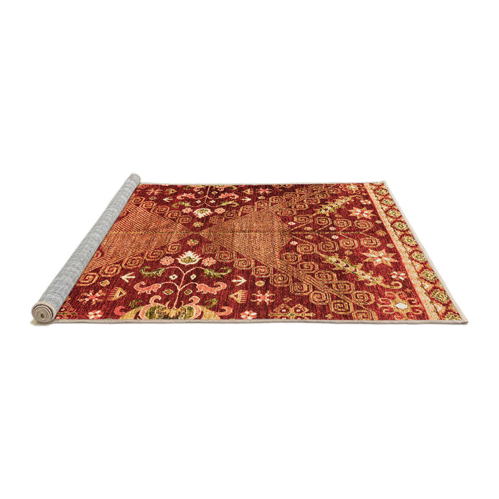 Sideview of Machine Washable Abstract Orange Modern Area Rugs, wshabs2984org