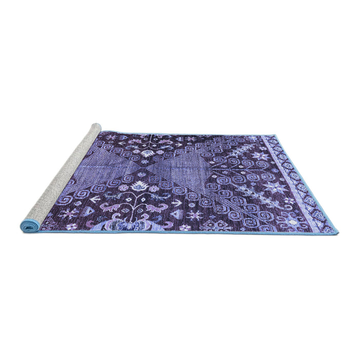 Sideview of Machine Washable Abstract Blue Modern Rug, wshabs2984blu