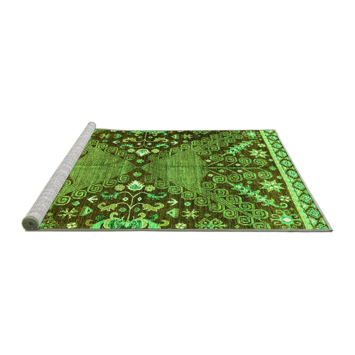 Sideview of Machine Washable Abstract Green Modern Area Rugs, wshabs2984grn