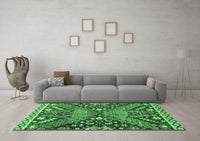 Machine Washable Abstract Emerald Green Modern Rug, wshabs2984emgrn