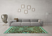 Machine Washable Abstract Turquoise Modern Area Rugs in a Living Room,, wshabs2984turq