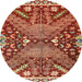 Round Machine Washable Abstract Red Rug, wshabs2984