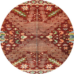Round Abstract Red Modern Rug, abs2984