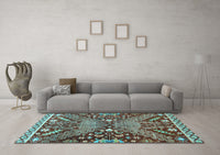 Machine Washable Abstract Light Blue Modern Rug, wshabs2984lblu