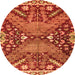 Round Abstract Orange Modern Rug, abs2984org