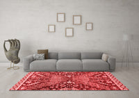 Machine Washable Abstract Red Modern Rug, wshabs2984red