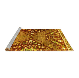 Sideview of Machine Washable Abstract Yellow Modern Rug, wshabs2984yw
