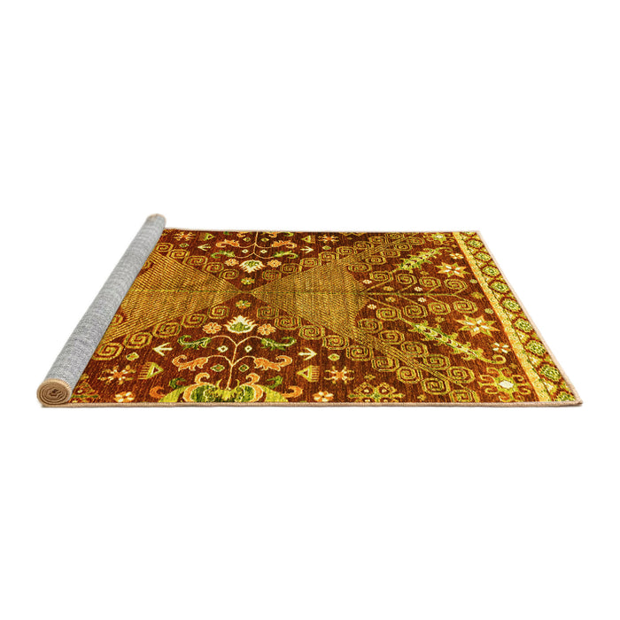 Sideview of Machine Washable Abstract Yellow Modern Rug, wshabs2984yw