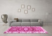 Machine Washable Abstract Pink Modern Rug in a Living Room, wshabs2985pnk