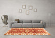 Machine Washable Abstract Orange Modern Area Rugs in a Living Room, wshabs2985org