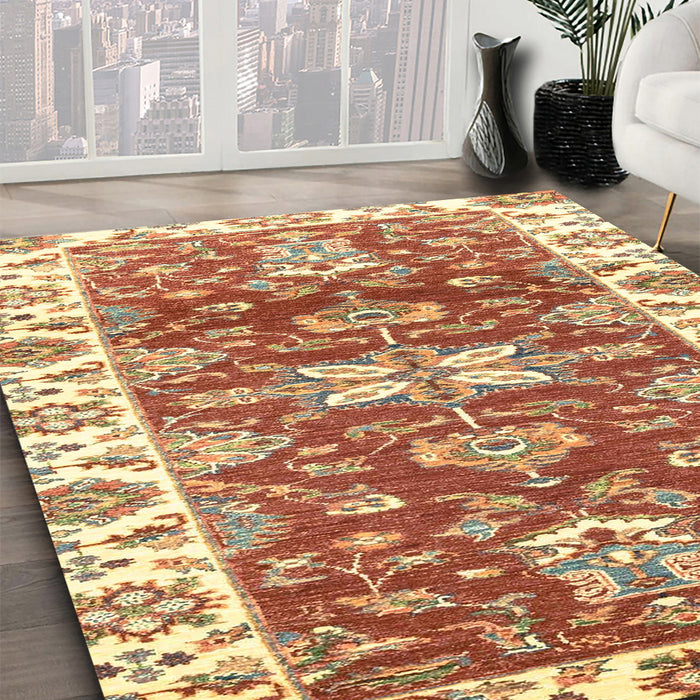 Machine Washable Abstract Red Rug in a Family Room, wshabs2985