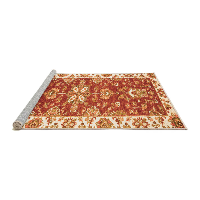 Sideview of Machine Washable Abstract Orange Modern Area Rugs, wshabs2985org