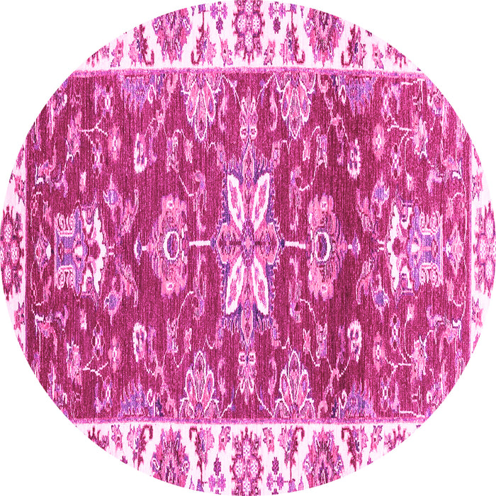 Round Abstract Pink Modern Rug, abs2985pnk