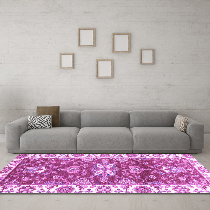 Machine Washable Abstract Purple Modern Area Rugs in a Living Room, wshabs2985pur